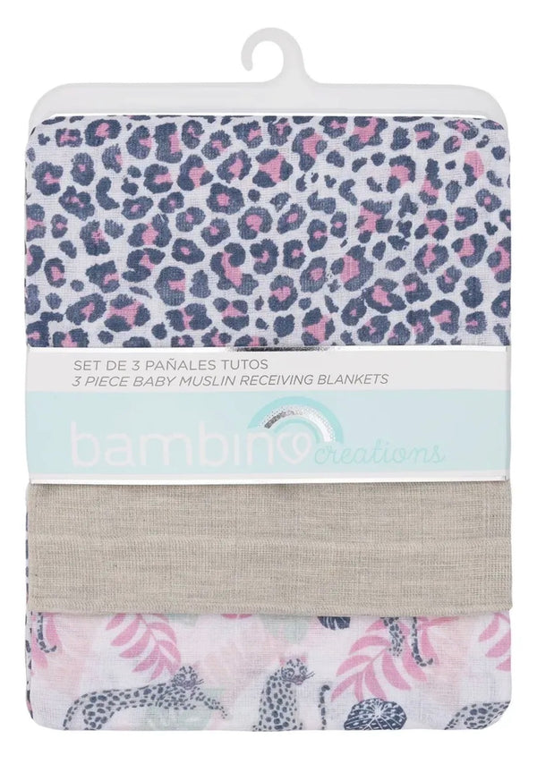 Set de 3 Pañales Tutos de Muselina Bambino - Niña