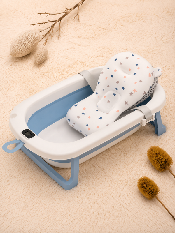 Bañera Plegable con Termómetro Digital y Cojín de Soporte