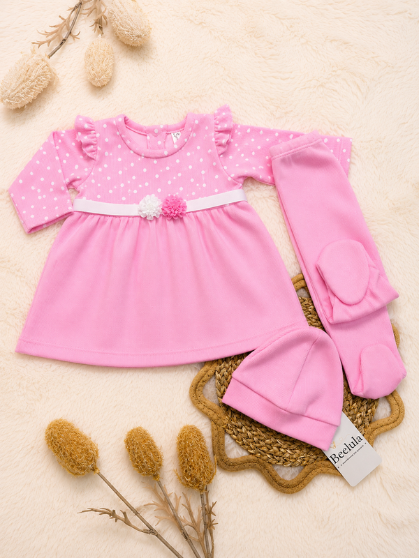 Vestido Punto Inglés para Bebé Niña (3 piezas) - Perú