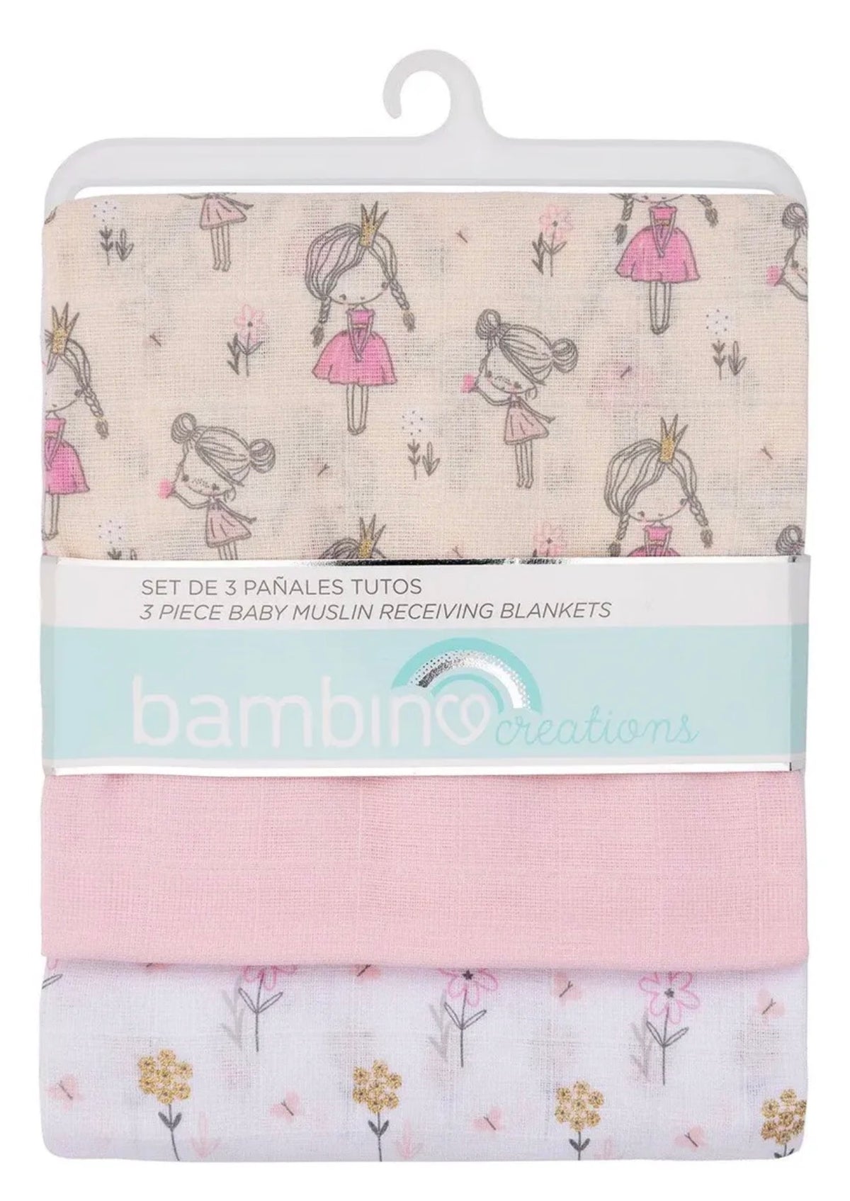 Set de 3 Pañales Tutos de Muselina Bambino - Niña
