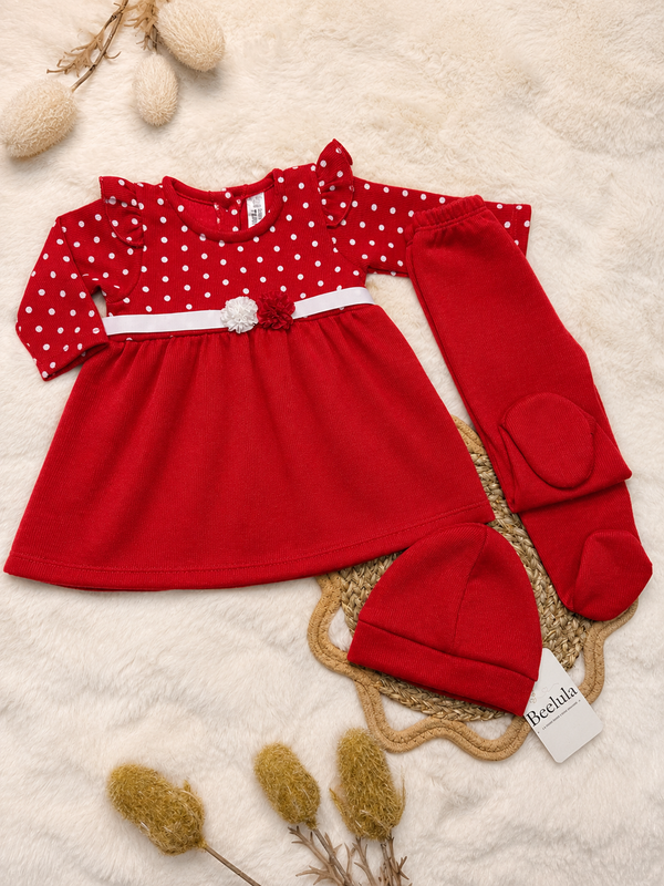 Vestido Punto Inglés para Bebé Niña (3 piezas) - Perú