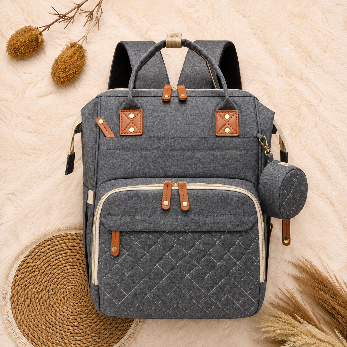 Mochila pañalera con monedero