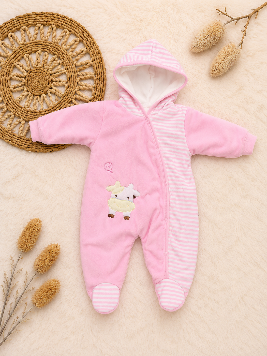 Enterito Acolchado de Algodón Plush con Gorro.