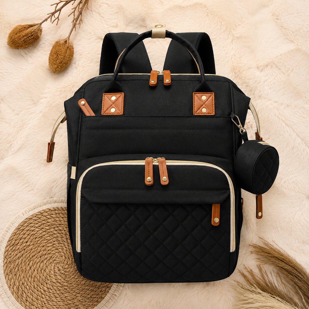 Mochila pañalera con monedero