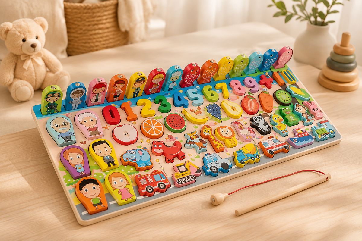 Puzzle Madera Magnético Pesca Números Niños