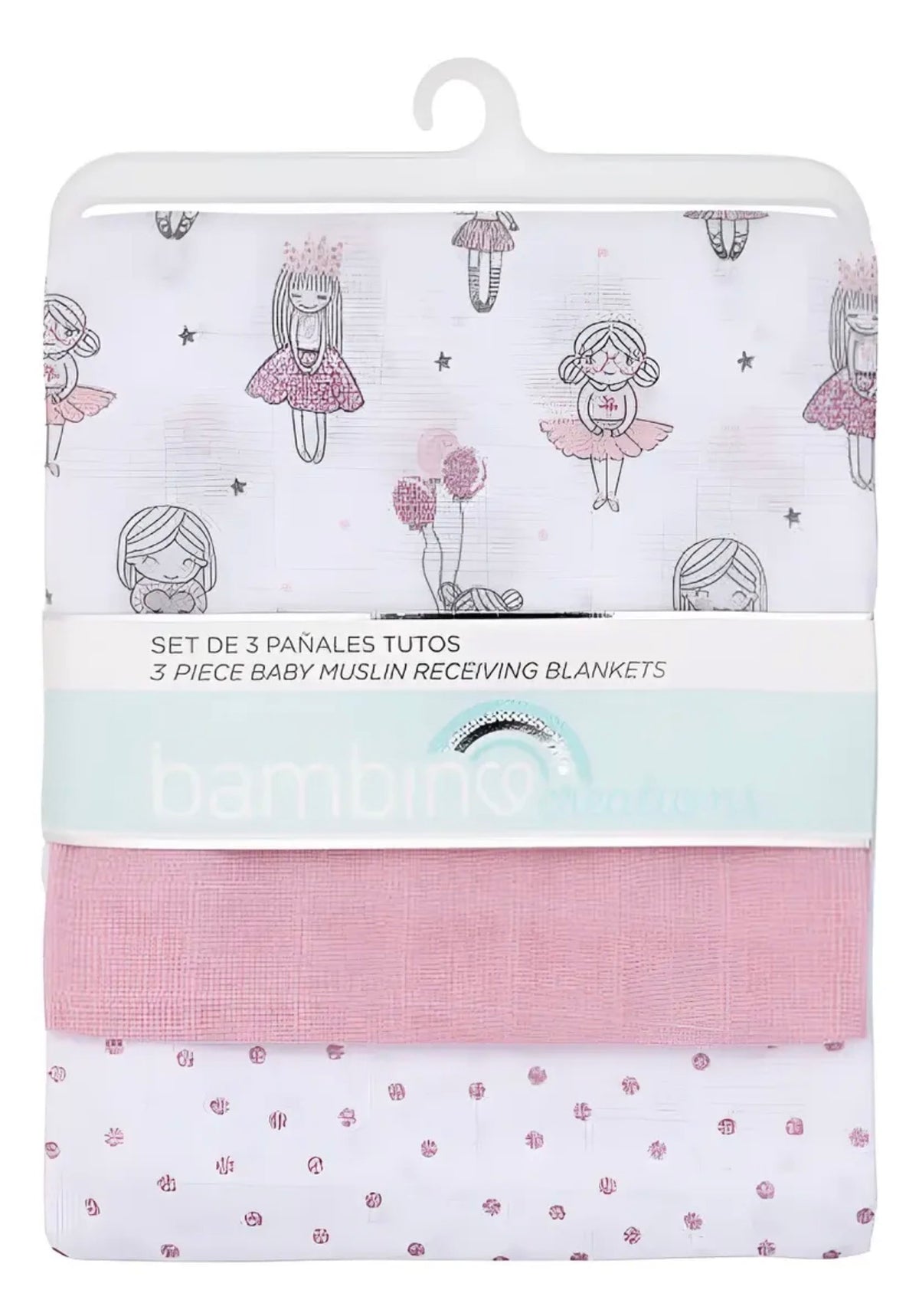 Set de 3 Pañales Tutos de Muselina Bambino - Niña