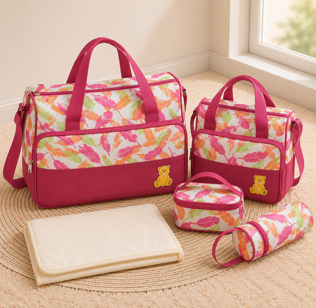 Set de Bolsos Maternales 5 Piezas - Estampado