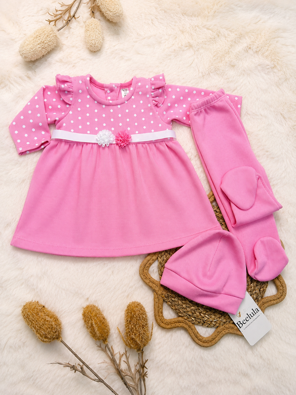 Vestido Punto Inglés para Bebé Niña (3 piezas) - Perú